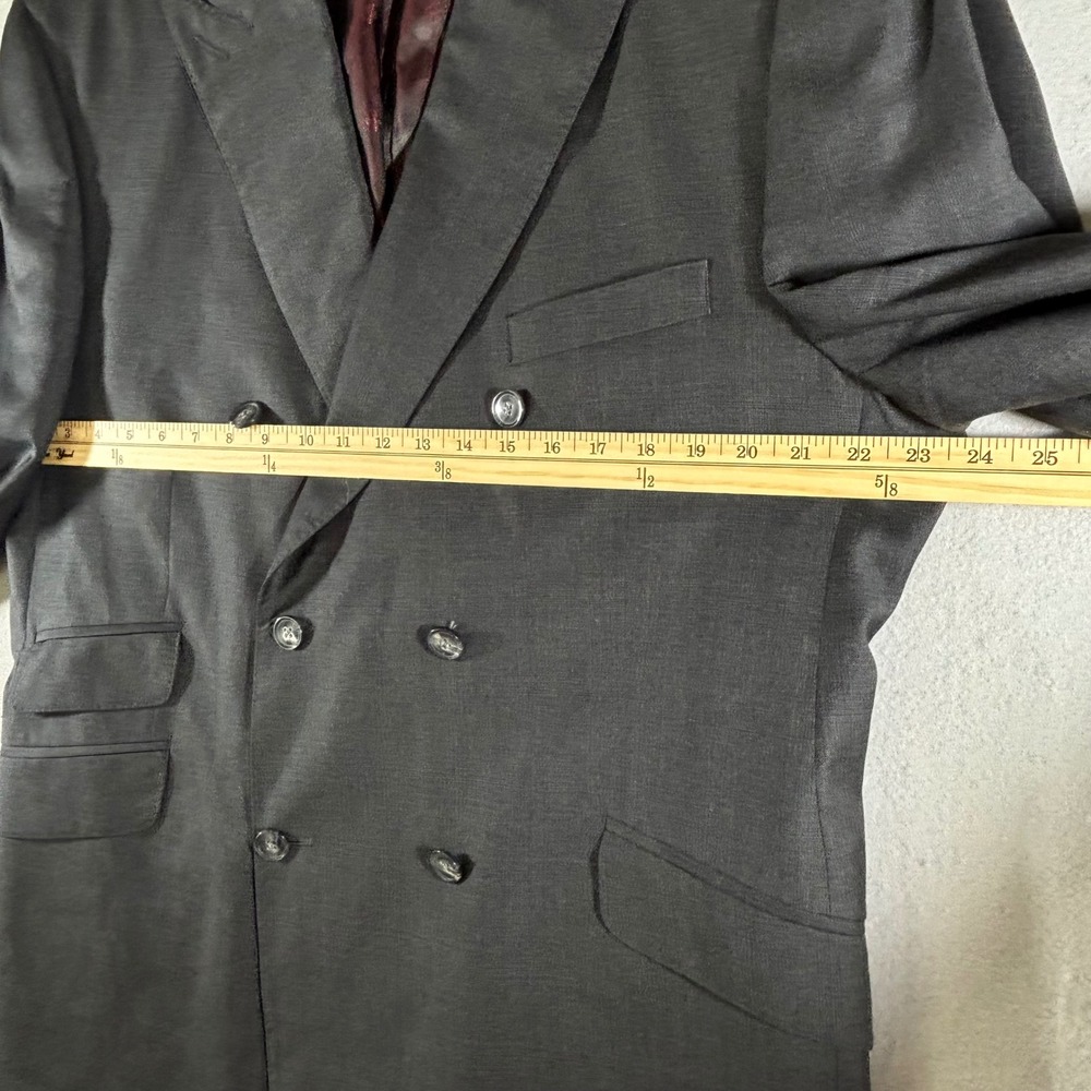 Peter Millar Mens Double Breasted Blazer Charcoal Gray Wool Peak Lapel Jacket - Picture 16 of 16
